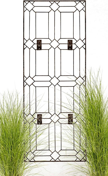 H Potter Outdoor Metal Wall Decor or Trellis for Climbing Plants Art Garden Panel Roses Vines Privacy Includes Brackets for Hanging GAR258W1