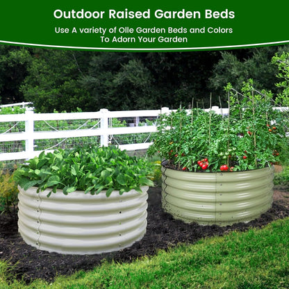 Olle 17" Tall 42" Round Raised Garden Bed Metal Raised Beds for Gardening, Large Planter Box Round Raised Garden Beds Outdoor for Vegetables, Sage Green