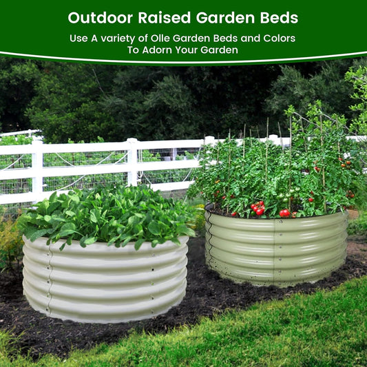 Olle 17" Tall 42" Round Raised Garden Bed Metal Raised Beds for Gardening, Large Planter Box Round Raised Garden Beds Outdoor for Vegetables, Sage Green