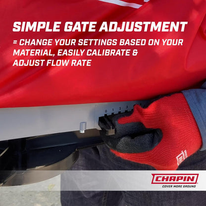 Chapin 84700A 25-Pound Professional Handheld Bag Seed spreader with Waterproof Bag, Enclosed Gears, Rear Baffle, Adjustable Shoulder Strap and Multiple Spread Options, Red