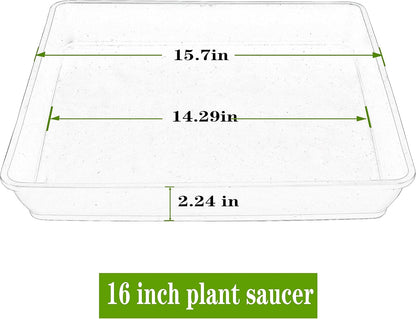 Square Plant Saucer 16 Inch 2 Pack, Duty Plastic Plant Saucer, Heavy Duty Plant Pot Saucers, Garden Large Deep Plant Trays for Pots, Planters for Indoors and Outdoors Plants.