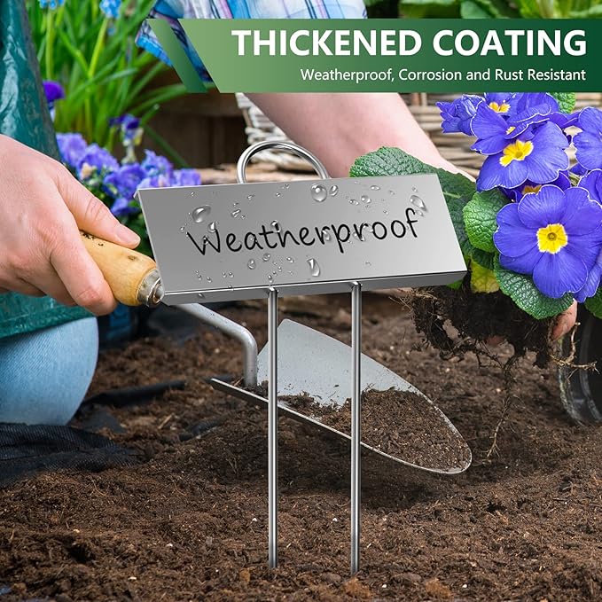 50-Pack Metal Plant Labels Weatherproof Garden Markers,Height 10.6'', Label Area 3.5''X 1.2'' Reusable Nursery Tags for Vegetables Herb Flower Seed Greenhouse - Zinc