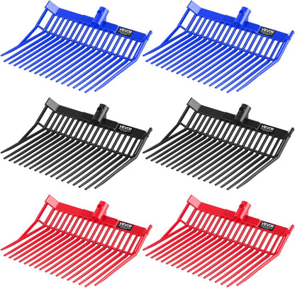 VEVOR 6PCS Manure Fork Replacement Head, 18 Angled Tines Horse Manure Fork Head, Durable Plastic Pitchfork Heads, Horse Mulch Rake for Picking up Stable Stall Muck Grass Hay Cleaning Farm Work