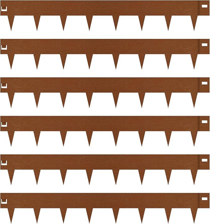 Worth Garden 6-Pack 6" H. Corten Steel Landscape Lawn Edging (20Ft Total) - Rust Patina Finish 18-Gauge Bendable Metal Strips - Hammer-in Edging Border - Buckle Connection - Yard Pathway Divider