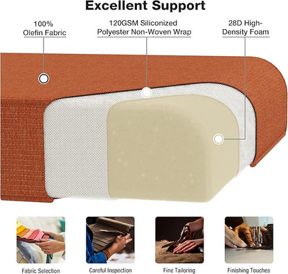 Joyside Outdoor Chair Cushions Set, 22x25/22x24 Inch Patio Furniture Deep Seat Cushions, Water Resistant & Thick Cushion, Outdoor Replacement Cushions for Seat and Sofa (Orange, 3 Set)