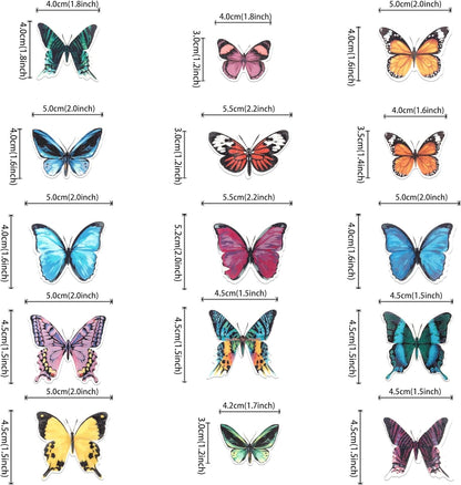 60 PCS Edible Butterfly Cupcake Toppers Wafer Paper Butterflies Cupcake Picks Butterfly Birthday Decorations for Edible Butterflies Theme Birthday Wedding Party Cake Decoration Supplies Colorful