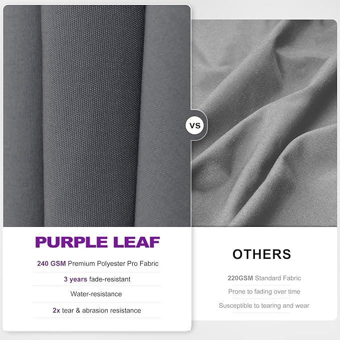 PURPLE LEAF 10' X 6.5' Swivel Outdoor Patio Aluminum Umbrella with Base Left-right Tilting Cantilever Offset Umbrella with UV Resistant Heavy Duty Fabric for Deck Pool Patio Backyard, Graphite Grey