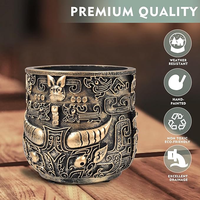 Tribal Vintage Face Planter,Lightweight Unique Plant Pots with Drainage,Eclectic Small Succulent Flower Planters Pots for Outdoor&Indoor Plants,Funny Garden Pot for Room Decor(5.5in)