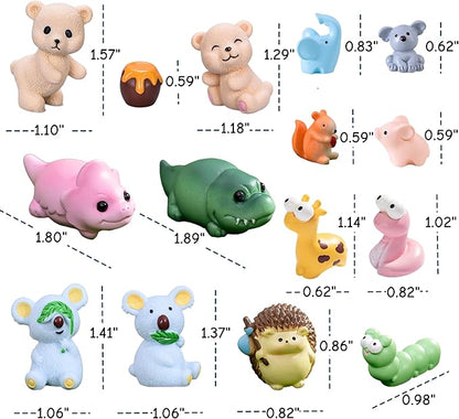 100pcs Various Mini Resin Animals Figurines Miniature Figures Ornament Fairy Garden Accessories Micro Landscape Dollhouse Aquarium Bonsai Tiny Crafts Decor