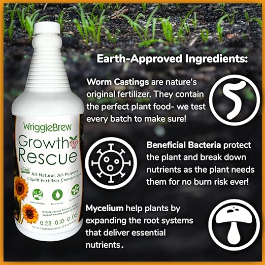 Organic Liquid Fertilizer Concentrate from Worm Castings. Non-toxic, All-Purpose, Plant Food for Gardens, Vegetables, Fruits, Houseplants, Seed Starters, and Ornamentals. (32 Fluid Ounces)