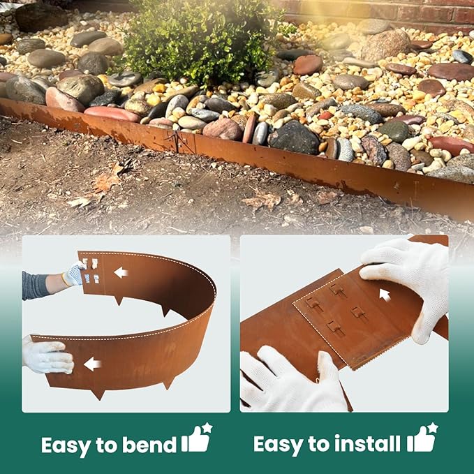Corten Steel Landscape Edging Metal Garden Edging 40 Inch Strips Landscaping Steel 10 Inch Depth Garden Border Rusted Edge Flower Bed for Lawn Yard Outdoor Plant 6 pcs by GZGNEEVL