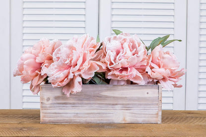 Wooden Planter Box, Whitewash with Plastic Liner l Garden Decor l Restaurant and Wedding Decorations l Wedding Bouquets, Table Centerpiece (12x4 Set of 4, Whitewash)