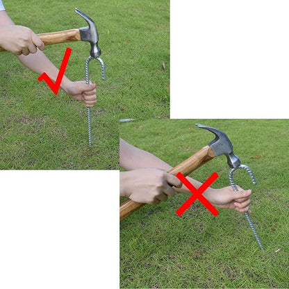 AAGUT Rebar Stakes 16 Inch J Hook Heavy Duty 8 Pack, 3/8 Inch Galvanized Metal Steel Ground Anchors Chain Link Fence Stakes for Camping Tent, Inflatables, Yard Decorations, Canopies & Swing Sets