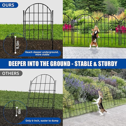 32 Pack Decorative Garden Fence, 17in X 34.6ft Arched No Dig Fence Border, Garden Edging Border, Rustproof Metal Animal Barrier with Ground Stake for Dog, Rabbit, Outdoor Yard Patio Decor