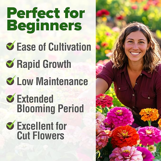 HOME GROWN Zinnia Seeds for 2026 - California Giant Mix - 14,600+ (4 oz) 𝗡𝗢𝗡-𝗚𝗠𝗢 𝗨𝗦𝗔 Plant Wildflower Blooms – Bulk Seeds for Planting Flowers Outside - Pollinator Gardens (Zinnia elegans)