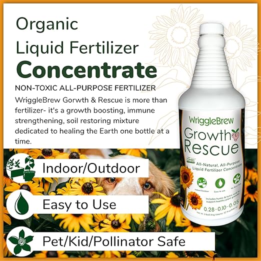 Organic Liquid Fertilizer Concentrate from Worm Castings. Non-toxic, All-Purpose, Plant Food for Gardens, Vegetables, Fruits, Houseplants, Seed Starters, and Ornamentals. (32 Fluid Ounces)