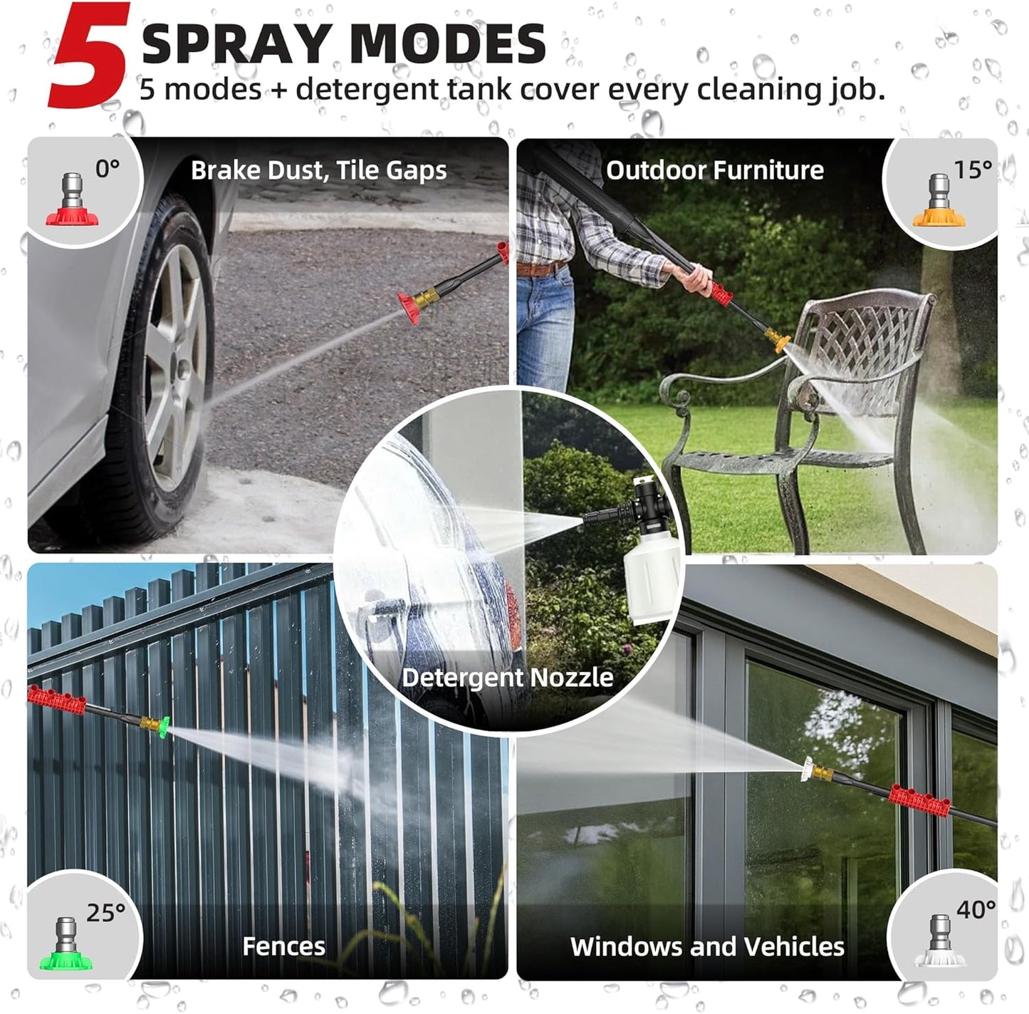 Electric Pressure Washer, 2.5 Max GPM Power Washer with Foam Cannon, Powerwasher with 4 Nozzles, High Pressure Washer for Cars, Driveways, Patios, Decks