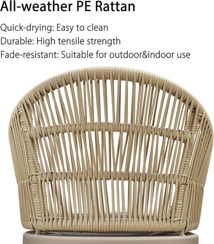 PURPLE LEAF 9 Pieces Patio Dining Set with Outdoor Aluminium Square Dining Table and Woven Rattan Chairs Modern Metal Furniture Cushions Sets for Garden Yard Indoor Decor Kitchen Champagne