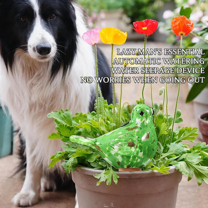 Glass Bird Shaped Plant Watering Ball Glass Automatic Watering Ball Flower Pot Insertion Spike Drip Irrigation Device Watering Ball Irrigation System Plant Enthusiast Gift (Green)