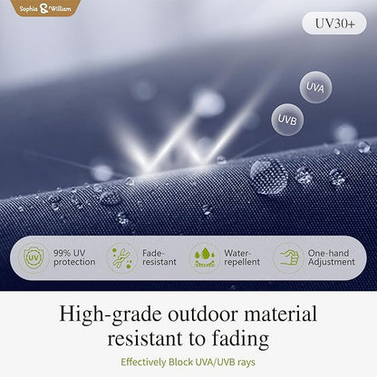 Sophia & William Cantilever Patio Umbrella 12ft, Offset Large Outdoor Umbrellas with 360°Rotation, Heavy Duty Hydraulic Double Umbrella for Garden Pool Backyard, Navy Blue(no base)