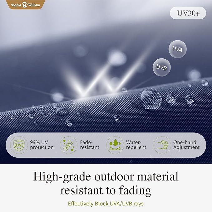 Sophia & William 12ft Cantilever Patio Umbrella with Base, Large Rectangular Umbrellas with 360-degree Rotation, Aluminum Pole for Garden Pool Backyard, Navy Blue