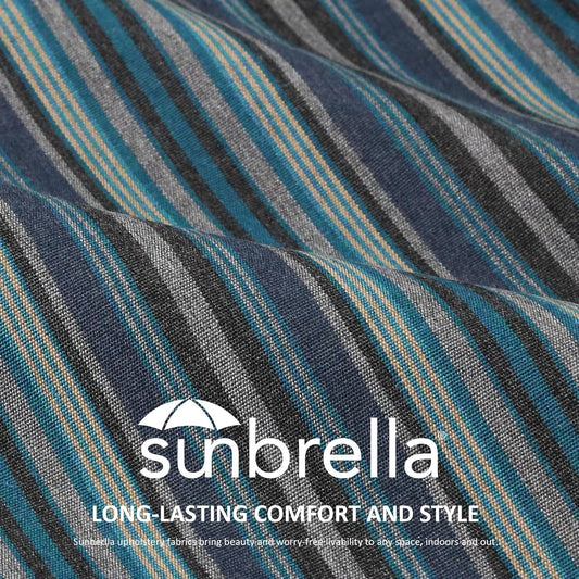 Sunbrella Square Corner Seat Cushions, 19" x 19" x 3", Set of 4, Indoor Outdoor Water Repellent Universal Chair Pads with Ties for Patio Furniture, Garden Dining Chairs, Troupe Dock