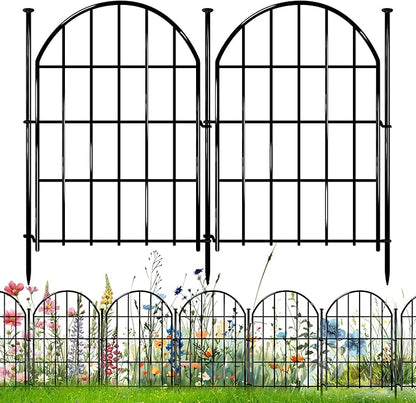 26 Pack Decorative Garden Fence, 17in X 28ft Arched No Dig Fence Border, Garden Edging Border, Rustproof Metal Animal Barrier with Ground Stake for Dog, Rabbit, Outdoor Yard Patio Decor