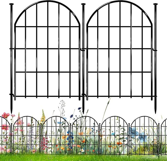 26 Pack Decorative Garden Fence, 17in X 28ft Arched No Dig Fence Border, Garden Edging Border, Rustproof Metal Animal Barrier with Ground Stake for Dog, Rabbit, Outdoor Yard Patio Decor