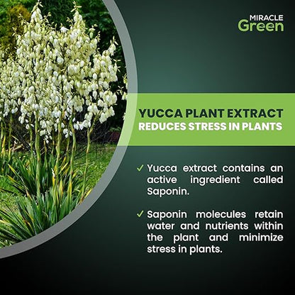 Miracle Green Fast-Acting Liquid Fertilizer- Special Formula with Tree Sap & Yucca Plant Extract - All-Purpose Fertilizer for Houseplants, Flowers, Fruits, Vegetables & Trees (8 oz Plant Food)