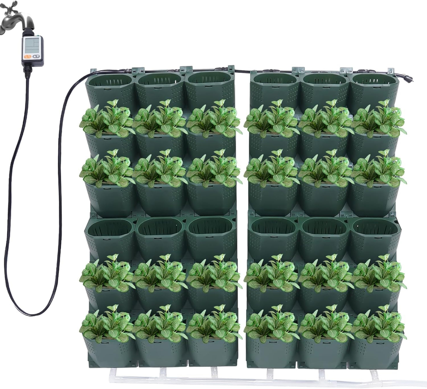 Self Watering Wall Planter with 36 Pots, Wall Planters for Indoor Plants, Vertical Garden Planter, Wall Mounted Plastic Plant Grow Pots for Fruits Vegetables Flowers Herbs (Green)