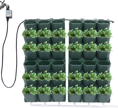 Self Watering Wall Planter with 36 Pots, Wall Planters for Indoor Plants, Vertical Garden Planter, Wall Mounted Plastic Plant Grow Pots for Fruits Vegetables Flowers Herbs (Green)