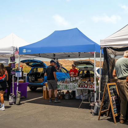 CROWN SHADES 10x15 Pop Up Canopy Tent, Thicken Frame Commercial Heavy Duty Tent, with 4 Sidewalls 8 Stakes & 4 Sandbags & 4 Ropes, Outdoor Canopies for Events, Parties,Blue