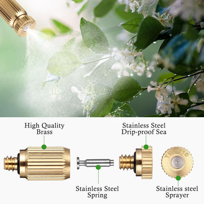 Mornajina 20 Packs Brass Misting Nozzles Mister Replacement Nozzles for Outdoor Cooling System, Misting System Heads Sprayer 0.020" (0.5 mm) 10-24 UNC, High Pressure