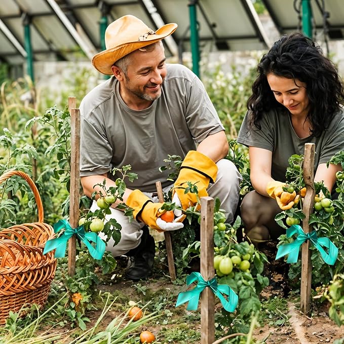 24 Pcs Stretch Tie Tape, 150 Feet x 1/2" Wide Reusable Garden Plant Ties Green Tapes for Plants, Thick Garden Vinyl Stake Ribbon for Branches Flowers Tomatoes Indoor/Outdoor/Greenhouse
