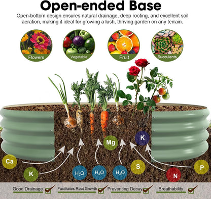 5x3x1ft Oval Galvanized Raised Garden Bed Outdoor 9-in-1 Large Metal Modular Planter Box Raised Beds for Gardening,Vegetables,Fruits,Flowers & Herbs (Green)