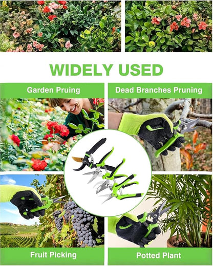 4-Pack Bypass Pruning Shears, Titanium Steel Blade,With Gardening Gloves,Shears Stainless, Ergonomic Hand Pruning Shears for Trees, Plants (Shears Gardening Tool Kit)