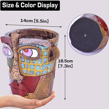 Large Flower Pots Colorful Face Planters Head Planter, Modern Abstract Funky Plant Pots Indoor&outdoor Garden Plant Ornament Show Pieces, Cute Eclectic Flower Planters Pots for Shelf Centerpieces