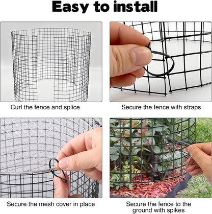 30 Pcs 24'' x 12'' Large Wire Plant Protector from Animals With Metal Cover, 10 Pack Metal Plant Cage Chicken Wire Cloche with 10Pcs Metal Covers to Keep Animals Out, Garden Protection Bunny Barricade