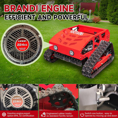 HIRAI TORA Robotic Lawn Mower 45° Slope Climbing, 4WD All-Terrain, Adjustable Cutting Height, Remote Control for Home, Golf & Park Lawn