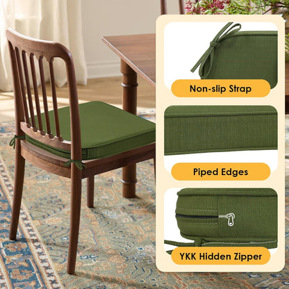 Outdoor Round Corner Seat Cushion, 17"x16"x2", Set of 4, Non Slip Seat Cushion Pads with Removable Cover for Patio Furniture, Garden Yard Lawn, Deep Forest Green