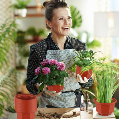 Roshtia 24 Pcs Hanging Plastic Planter Pot with Hook Flower Pots Baskets Hanging Nursery Planter Holder for Outdoor Indoor Plant Garden(Brown,3.7 Inch)