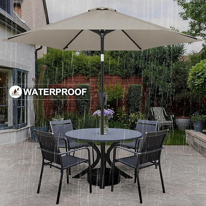 FLAME&SHADE 10ft Patio Umbrella - Outdoor Umbrella with 6 Sturdy Ribs, Push Button Tilt and Crank, UV Protection Table Market Umbrella for Pool, Porch，Garden, Deck, Backyard (Taupe)