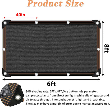 QLOFEI Shade Cloth for Garden, 90% Sunblock Shade Neting Cover with Grommets, Sun Protection Screens for Patio Kennel Chicken Coop Pergola Greenhouse Plants Cover Mesh Tarp, 6x8 FT