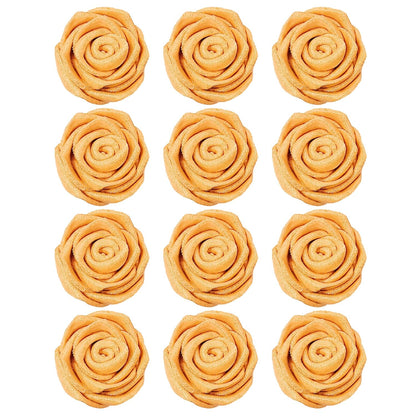 Confect Metallic Edible Rose Topper – Gold Roses for Cake, Cupcake & Doughnut Decoration – Pack of 12 Edible Floral Toppers- Vegan, Gluten-Free, Nut-Free, Soy-Free, Dairy-Free, Palm Oil-Free
