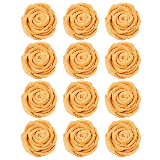 Confect Metallic Edible Rose Topper – Gold Roses for Cake, Cupcake & Doughnut Decoration – Pack of 12 Edible Floral Toppers- Vegan, Gluten-Free, Nut-Free, Soy-Free, Dairy-Free, Palm Oil-Free