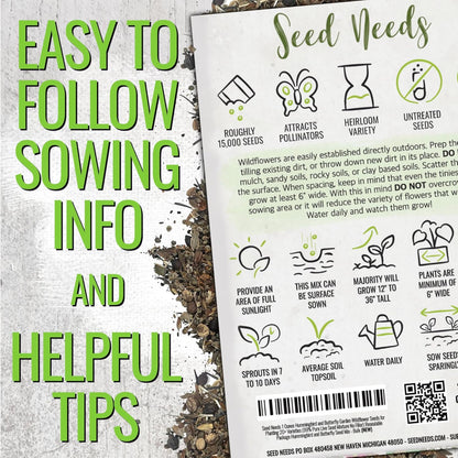 Seed Needs Wildflower Seeds Hummingbird and Butterfly Seed Mix | 5 Packs (1 Ounce Each) No Filler 23 Varieties Garden Seeds Annual & Perennial Species | Pollinator Attracting Flower Seed | Bulk