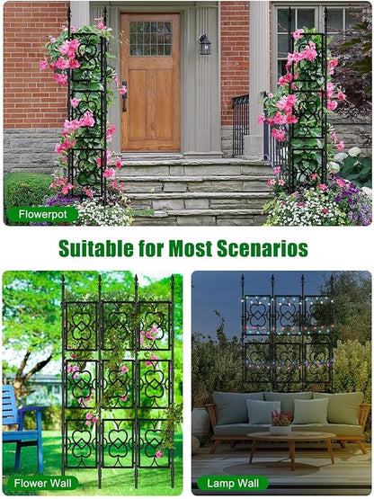 80" Garden Trellis for Climbing Plants, Kalolary Screen Plant Trellis Frame for Potted Plants Rustproof Plant Support Thicken Cucumber Trellis Grow Support for Vines Flowers Vegetable Indoor Outdoor