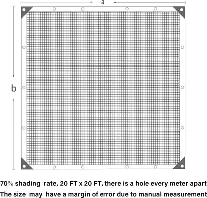 winemana 70% Black Shade Cloth, 20 x 20 FT Durable Mesh Tarp with Grommets, Resistant Garden Sun Shade Netting with Taped Edge for Plant Cover, Greenhouse, Patio, Tomatoes, Chicken Coop, Barn Kennel