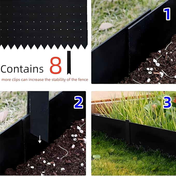 6-Pack Corten Steel Landscape Edging with Painted Finish, 40" x 8" Metal Strips, Includes 8 Clips and Gloves, Hammer-in Border for Lawn and Yard, 20 ft Total Length