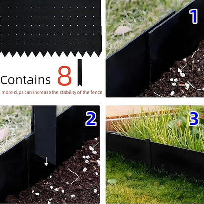 6-Pack Corten Steel Landscape Edging with Painted Finish, 40" x 8" Metal Strips, Includes 8 Clips and Gloves, Hammer-in Border for Lawn and Yard, 20 ft Total Length